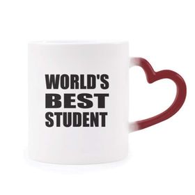 Dıythinker Kırmızı Çok Renkli World's Best Student Teacher Quote Morphing Mug Isıya Duyarlı Kalp Kupası
