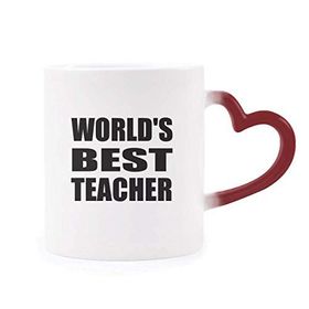 Dıythinker Kırmızı Çok Renkli World's Best Student Teacher Quote Morphing Mug Isıya Duyarlı Kalp Kupası
