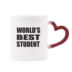 Dıythinker Kırmızı Çok Renkli World's Best Student Teacher Quote Morphing Mug Isıya Duyarlı Kalp Kupası
