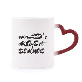 Dıythinker Kırmızı Çok Renkli World's Okayest Deskmate Mezuniyet Sezonu Isıya Duyarlı Kalp Kupası