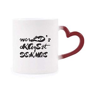 Dıythinker Kırmızı Çok Renkli World's Okayest Deskmate Mezuniyet Sezonu Isıya Duyarlı Kalp Kupası