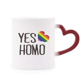 Dıythinker Kırmızı Çok Renkli Yes Homo Lgbt Gökkuşağı Aşk Isıya Duyarlı Kalp Kupa