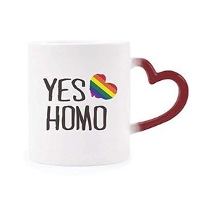 Dıythinker Kırmızı Çok Renkli Yes Homo Lgbt Gökkuşağı Aşk Isıya Duyarlı Kalp Kupa