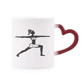 Dıythinker Kırmızı Çok Renkli Yoga Kız Sağlıklı Tutun Spor Silüeti Isıya Duyarlı Kalp Kupası