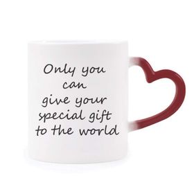 Dıythinker Kırmızı Çok Renkli You Can Give Gift World İlham verici Isıya Duyarlı Kalp Kupası