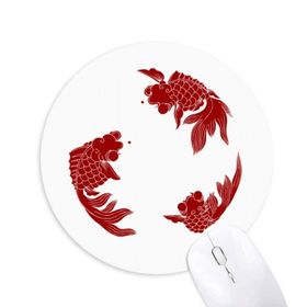Dıythinker Kırmızı Cyprinoid Baskılı Yuvarlak Kaymaz Kauçuk Mouse Pad