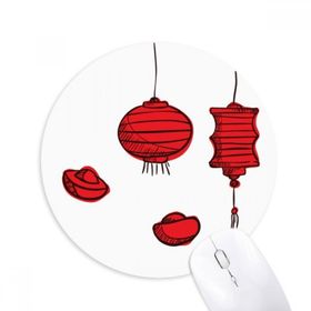 Dıythinker Kırmızı Fenerler Çin Horoz Yılı Baskılı Yuvarlak Kaymaz Kauçuk Mouse Pad
