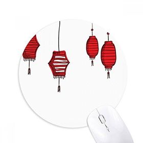 Dıythinker Kırmızı Fenerler Çin Horoz Yılı Baskılı Yuvarlak Kaymaz Kauçuk Mouse Pad