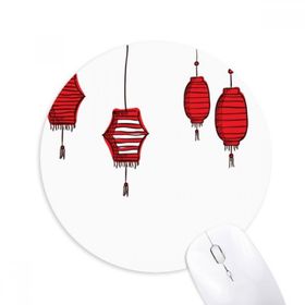 Dıythinker Kırmızı Fenerler Çin Horoz Yılı Baskılı Yuvarlak Kaymaz Kauçuk Mouse Pad