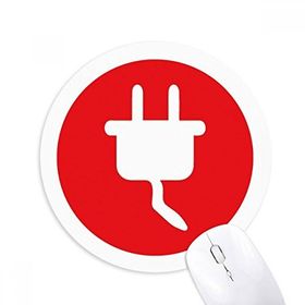 Dıythinker Kırmızı Fiş Kablo Şarj Kablosu Desenli Baskılı Yuvarlak Kaymaz Kauçuk Mouse Pad