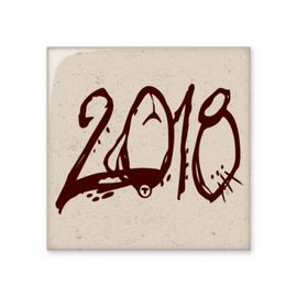 Dıythinker Kırmızı Font 2018 Mutlu Yeni Yıl 10x10 cm Seramik Karo