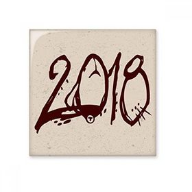 Dıythinker Kırmızı Font 2018 Mutlu Yeni Yıl 10x10 cm Seramik Karo