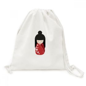 Dıythinker Kırmızı Kimono Sakura Japonya Tuval İpli Sırt Çantası
