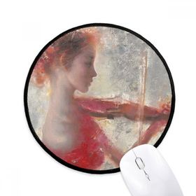 Dıythinker Kırmızı Kız Lotus XJJ Yağlıboya Yuvarlak Kaymaz Mouse Pad