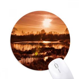 Dıythinker Kırmızı Koyu Orman Bilim Doğa Manzarası Baskılı Yuvarlak Kaymaz Kauçuk Mouse Pad