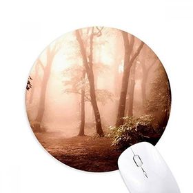 Dıythinker Kırmızı Koyu Orman Bilim Doğa Manzarası Baskılı Yuvarlak Kaymaz Kauçuk Mouse Pad