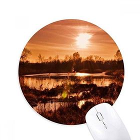 Dıythinker Kırmızı Koyu Orman Bilim Doğa Manzarası Baskılı Yuvarlak Kaymaz Kauçuk Mouse Pad