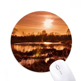 Dıythinker Kırmızı Koyu Orman Bilim Doğa Manzarası Baskılı Yuvarlak Kaymaz Kauçuk Mouse Pad