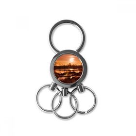 Dıythinker Kırmızı Koyu Orman Bilim Doğa Manzarası Metal Anahtarlık