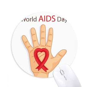 Dıythinker Kırmızı Kurdele 1 Aralık AIDS Günü Baskılı Yuvarlak Kaymaz Kauçuk Mouse Pad