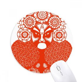 Dıythinker Kırmızı Maske Kağıt Kesim Pekin Opera Deseni Baskılı Yuvarlak Kaymaz Kauçuk Mouse Pad