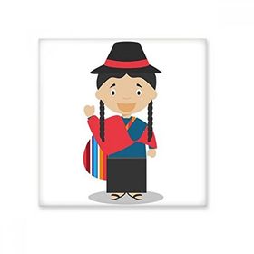 Dıythinker Kırmızı Mavi Ekvador Karikatür 15x15 cm Seramik Karo
