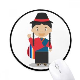 Dıythinker Kırmızı Mavi Ekvador Karikatür Yuvarlak Kaymaz Mouse Pad