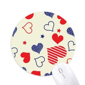 Dıythinker Kırmızı Mavi Kalp Şekilli Pentagram Amerika Baskılı Yuvarlak Kaymaz Kauçuk Mouse Pad