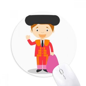 Dıythinker Kırmızı Mor Torero Çizgi Film Baskılı Yuvarlak Kaymaz Kauçuk Mouse Pad