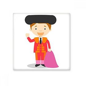 Dıythinker Kırmızı Mor Torero Karikatür 10x10 cm Seramik Karo