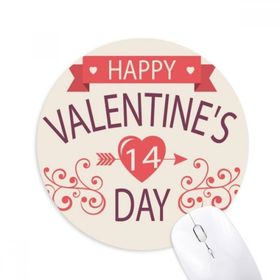 Dıythinker Kırmızı Mutlu Sevgililer Günü 14 Kalp Ok Baskılı Yuvarlak Kaymaz Kauçuk Mouse Pad