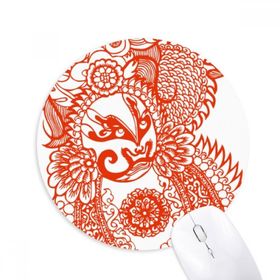 Dıythinker Kırmızı Opera Maskesi Kağıt Kesim Desen Baskılı Yuvarlak Kaymaz Kauçuk Mouse Pad
