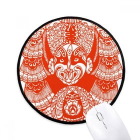 Dıythinker Kırmızı Pekin Opera Maskesi Kağıt kesimli Yuvarlak Kaymaz Mouse Pad
