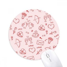 Dıythinker Kırmızı Pembe Kalpler Sevgililer Günü Aşk Baskılı Yuvarlak Kaymaz Kauçuk Mouse Pad