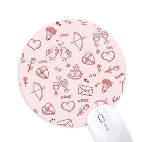 Dıythinker Kırmızı Pembe Kalpler Sevgililer Günü Aşk Baskılı Yuvarlak Kaymaz Kauçuk Mouse Pad