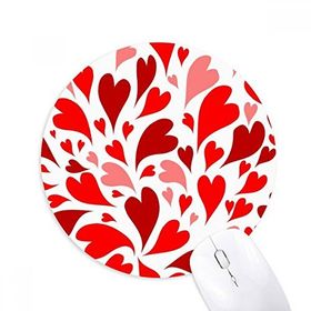 Dıythinker Kırmızı Pembe Kalpler Sevgililer Günü Aşk Baskılı Yuvarlak Kaymaz Kauçuk Mouse Pad