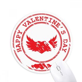 Dıythinker Kırmızı Postmark Mutlu Sevgililer Günü Baskılı Yuvarlak Kaymaz Kauçuk Mouse Pad