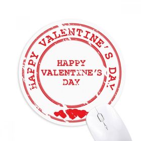 Dıythinker Kırmızı Postmark Mutlu Sevgililer Günü Baskılı Yuvarlak Kaymaz Kauçuk Mouse Pad