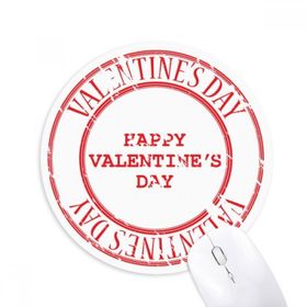 Dıythinker Kırmızı Postmark Mutlu Sevgililer Günü Baskılı Yuvarlak Kaymaz Kauçuk Mouse Pad