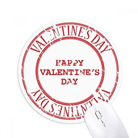 Dıythinker Kırmızı Postmark Mutlu Sevgililer Günü Baskılı Yuvarlak Kaymaz Kauçuk Mouse Pad