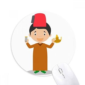 Dıythinker Kırmızı Şapka Fas Çizgi Film Baskılı Yuvarlak Kaymaz Kauçuk Mouse Pad
