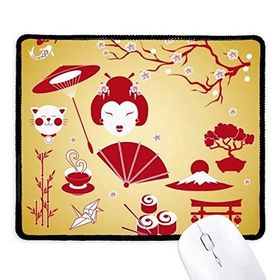 Dıythinker Kırmızı Sarı Beyaz Fincan Suşi Japonya Kaymaz Mouse Pad