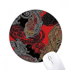 Dıythinker Kırmızı Sarı Çiçek Soyut Bulut Desenli Baskılı Yuvarlak Kaymaz Kauçuk Mouse Pad