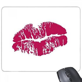 Dıythinker Kırmızı Seksi Dudak Öpücüğü Mutlu Sevgililer Günü Baskılı Dikdörtgen Kaymaz Kauçuk Mouse Pad