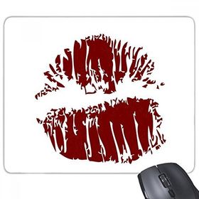 Dıythinker Kırmızı Seksi Dudak Öpücüğü Mutlu Sevgililer Günü Baskılı Dikdörtgen Kaymaz Kauçuk Mouse Pad