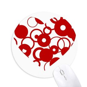 Dıythinker Kırmızı Sevgililer Günü Kalp Yüzük Baskılı Yuvarlak Kaymaz Kauçuk Mouse Pad