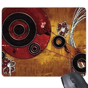 Dıythinker Kırmızı Siyah Daire Sarı Arka Plan Grafiti Soyut Sanat Boyama Baskılı Dikdörtgen Kaymaz Kauçuk Mouse Pad