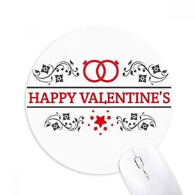 Dıythinker Kırmızı Siyah Mutlu Sevgililer Günü Baskılı Yuvarlak Kaymaz Kauçuk Mouse Pad