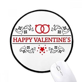 Dıythinker Kırmızı Siyah Mutlu Sevgililer Günü Yuvarlak Kaymaz Mouse Pad