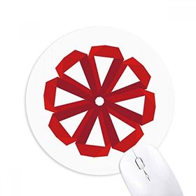 Dıythinker Kırmızı Soyut Noel Çiçeği Origami Baskılı Yuvarlak Kaymaz Kauçuk Mouse Pad